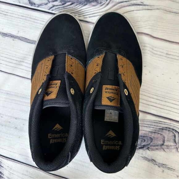 Emerica "The Reynolds Low Vulc'' Men Sz 11 Black/Tan Leather Skate Shoes - Picture 6 of 11